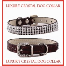 Luxury Crystal PU Leather Dog Collar